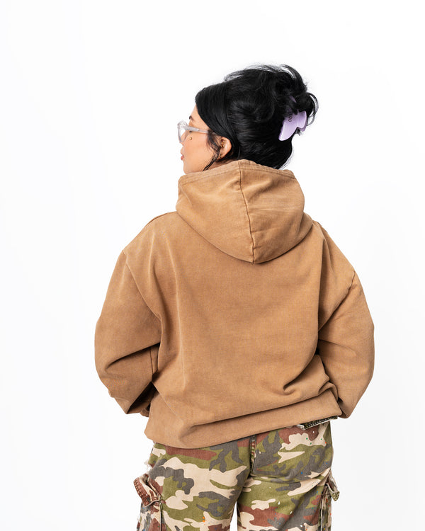 Acid Wash Hoodie Brown