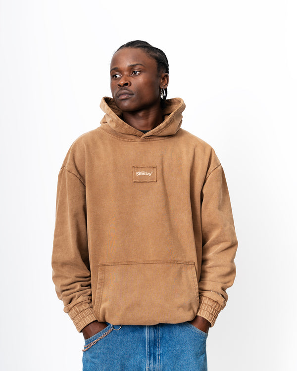 Acid Wash Hoodie Brown
