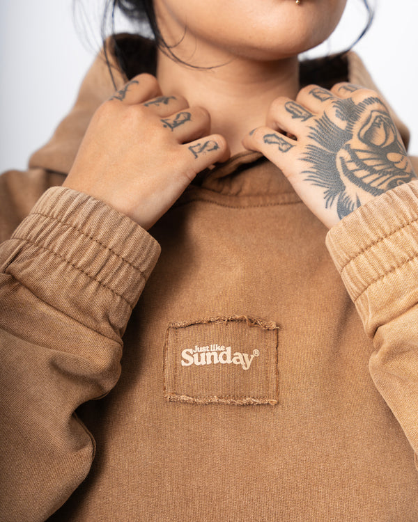 Acid Wash Hoodie Brown