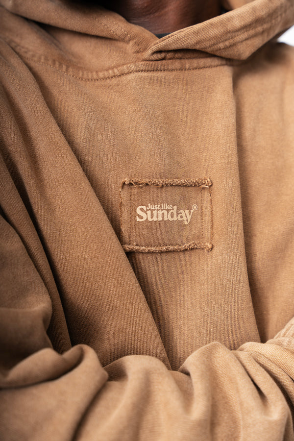 Acid Wash Hoodie Brown