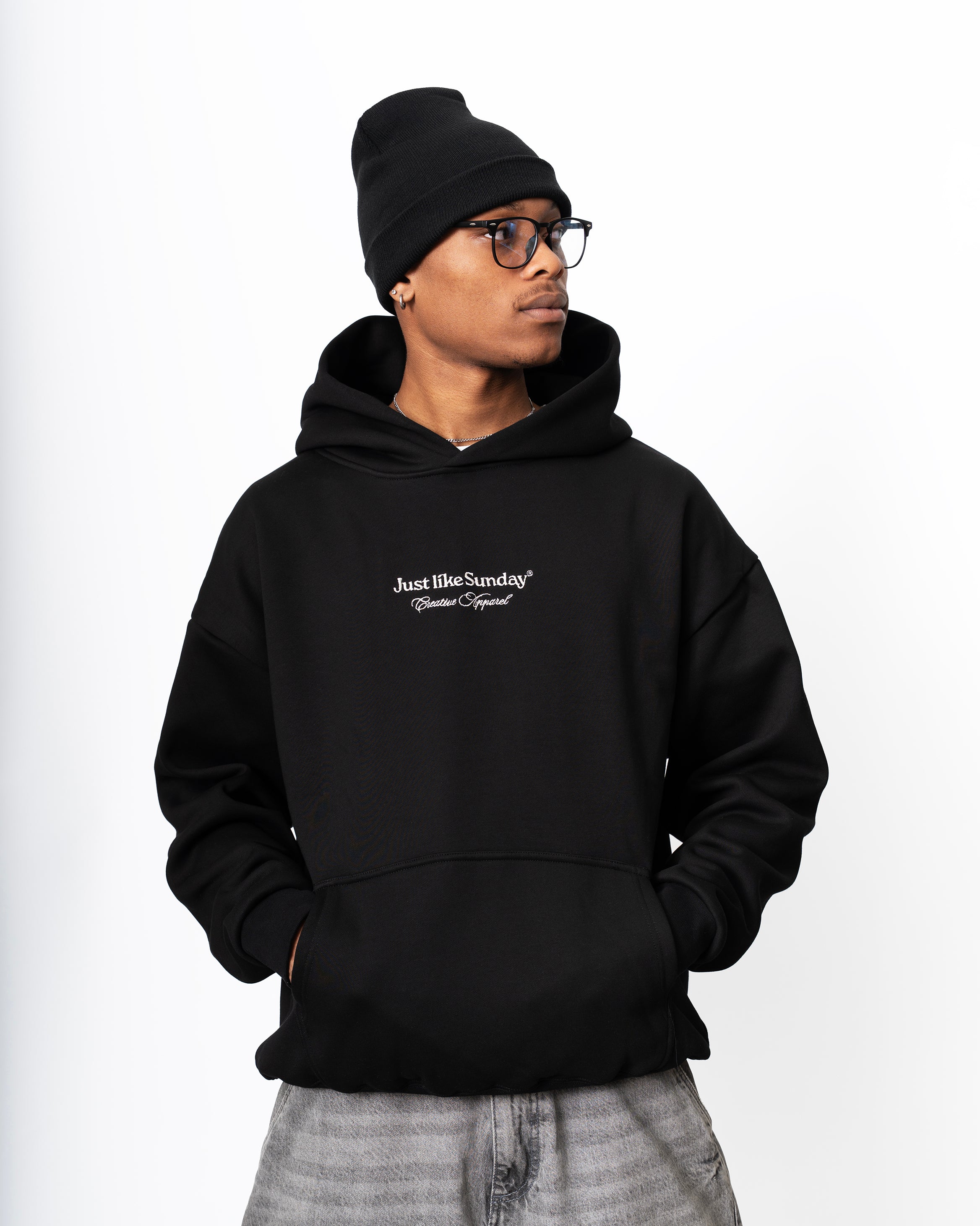 Premium Black Oversized Hoodie – Just like Sunday