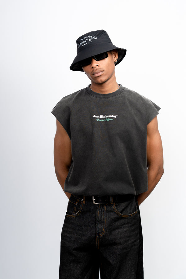 Acid Wash Vest – Charcoal Grey