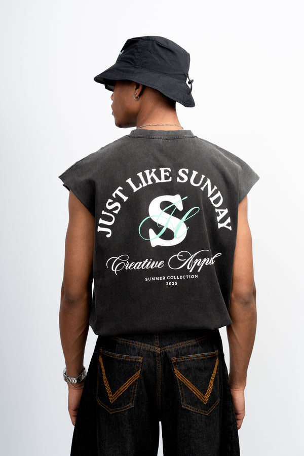 Acid Wash Vest – Charcoal Grey