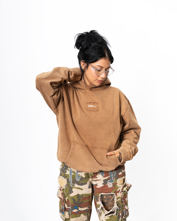 Acid Wash Hoodie Brown
